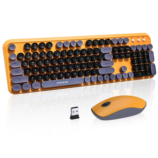 Cute Retro Wireless Keyboard Mouse Combo