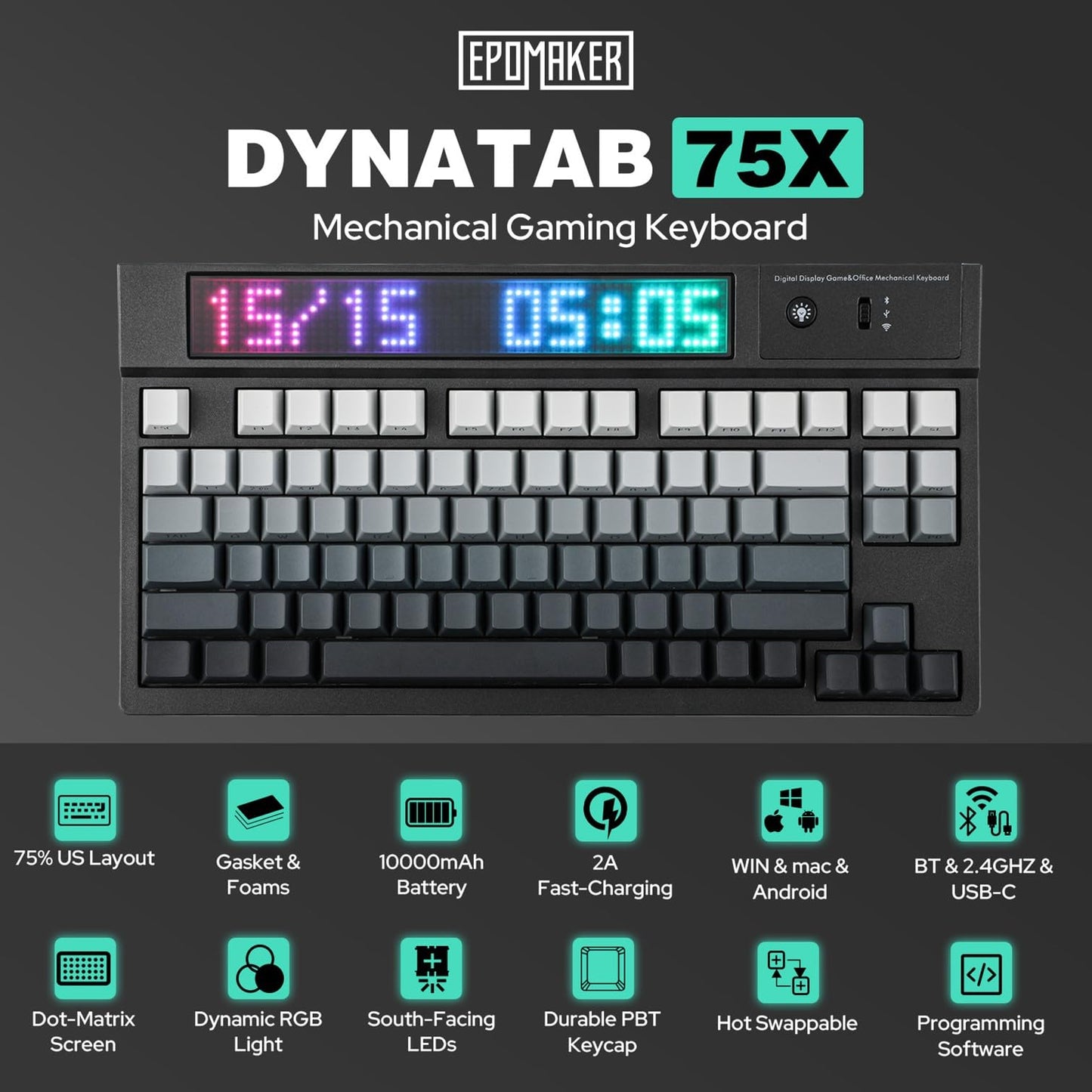 EPOMAKER DynaTab 75X Wireless Gaming Keyboard