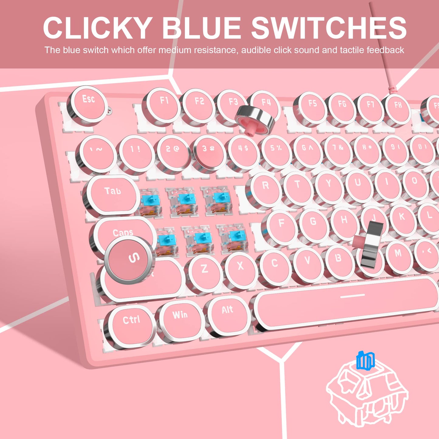 Camiysn Typewriter Style Mechanical Gaming Keyboard