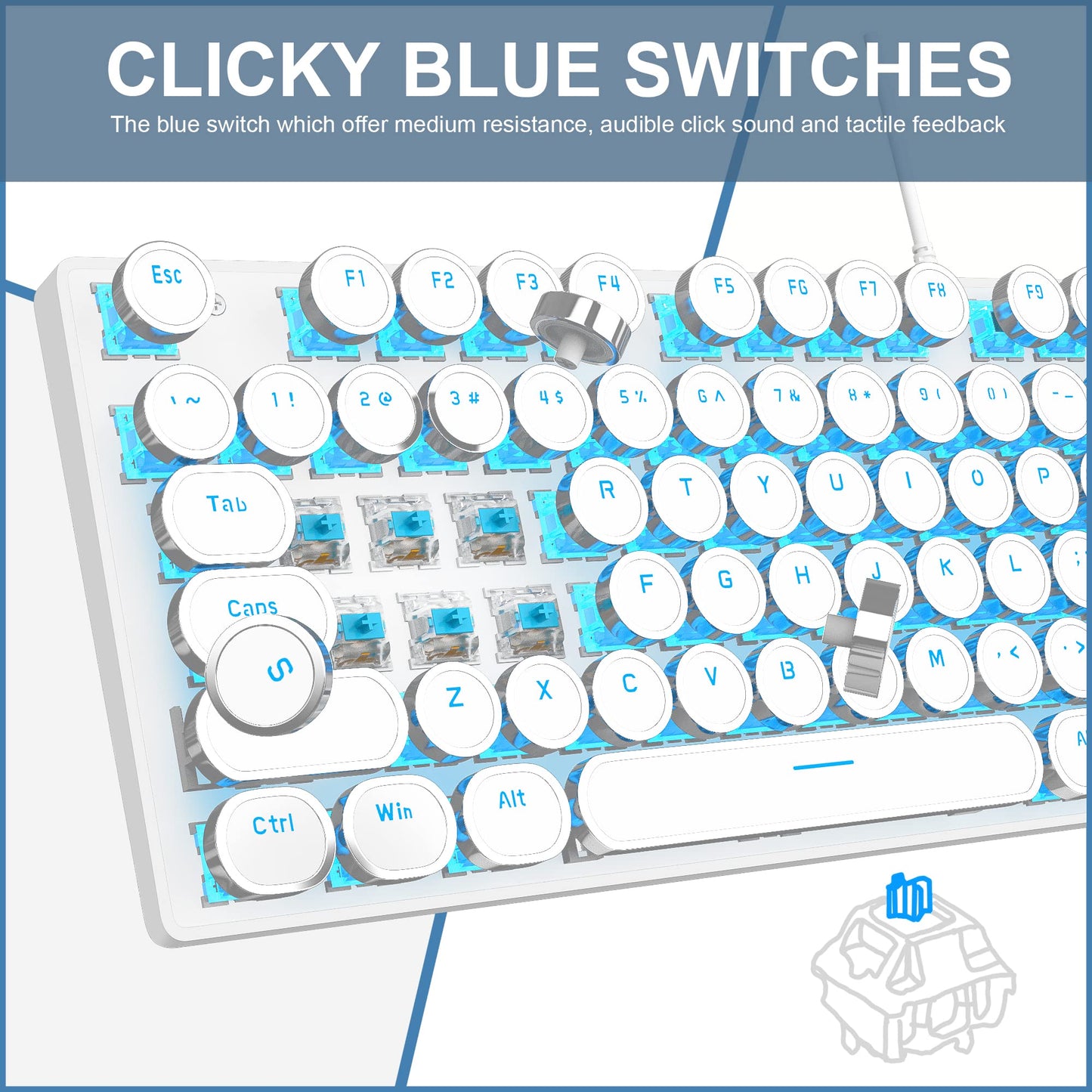 Camiysn Typewriter Style Mechanical Gaming Keyboard