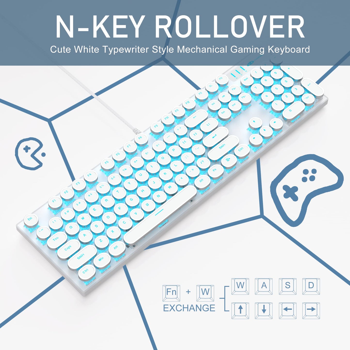 Camiysn Typewriter Style Mechanical Gaming Keyboard