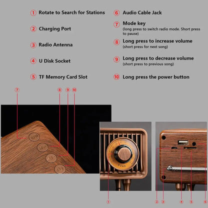 Retro Radio Style Bluetooth Speaker